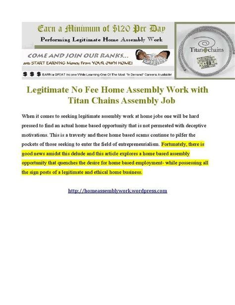 PPT - Home Assembly Work - Top Paid Legitimate Home Assembly Job ...