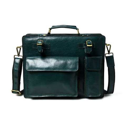 Tuscany Italian Leather Briefcase, Green — MaheTri