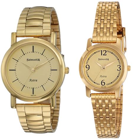 Sonata Analog Champagne Dial Men & Women Gold, Metal Watch (77049Ym01C ...