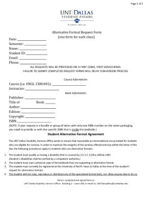 Fillable Online Alternative Format/Textbook Request Form Fax Email ...