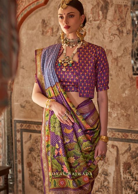 Shop Red Kalamkari Bandhani Fusion Silk Saree Online With Stud Work ...