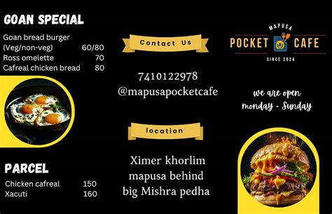 Menu at Mapusa Pocket Cafe, Mapusa