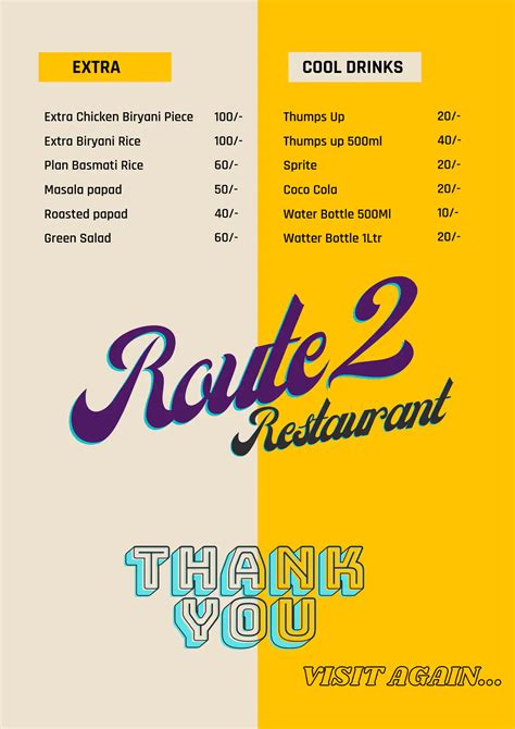 Menu at ROUTE 2 RESTAURANT, Hyderabad