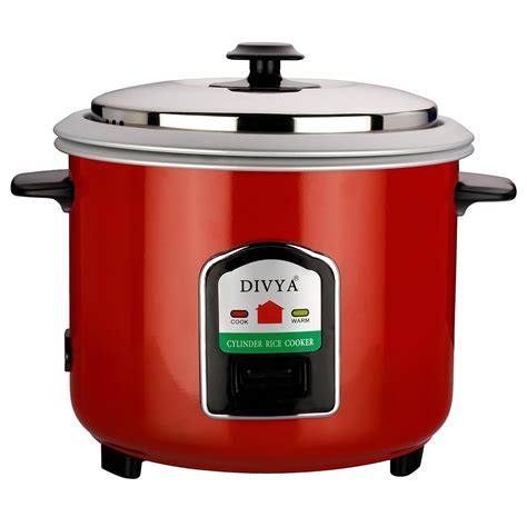 Buy DIVYA 1.8 Litres Red Cylinder Double Pot Rice Cooker | 700 Watts ...