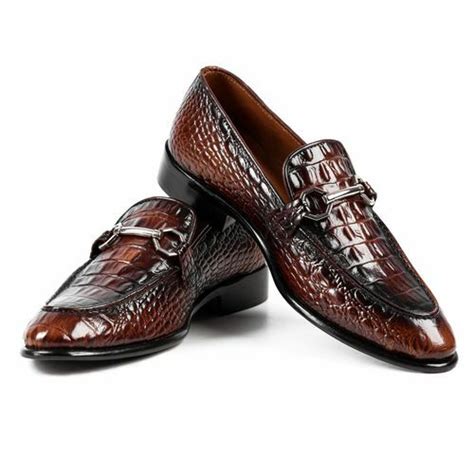 Handmade Men brown Crocodile patterns leather shoes, Men Alligators ...