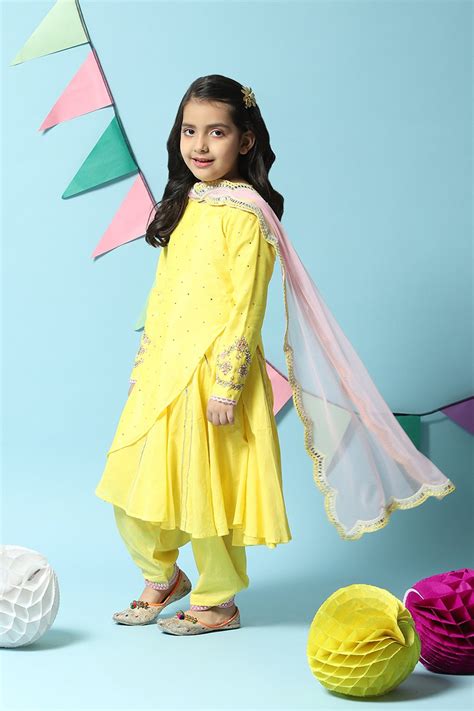 Yellow Cotton Kurta Salwar Suit Set