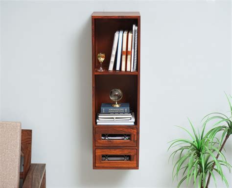 Sweden Wooden Decor Wall Shelve with Two Drawers