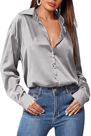 Buy MSAD Women Grey Solid Satin Shirt for Office USE (in, Alpha, XL ...