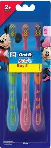 Oral-B Kids Mickey Gentle, Pack of 3, Age 2+, Easy to hold handle Soft ...