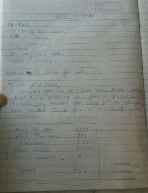 letter to a book stall placing an order for books - Brainly.in