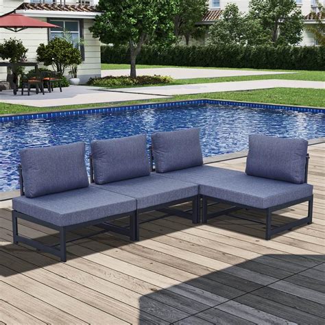 Amazon.com : PIFMYSEDOL Outdoor Aluminum Sofa Set, 4 Seat Patio ...
