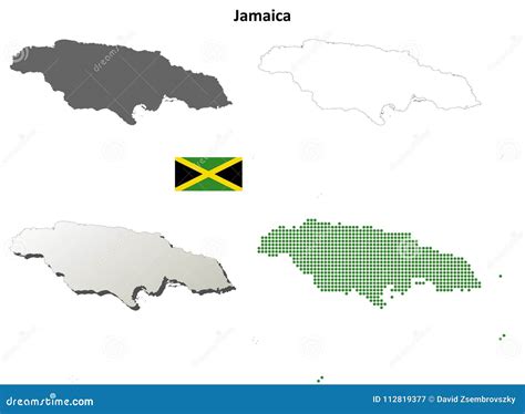 Jamaica outline map set stock vector. Illustration of shore - 112819377