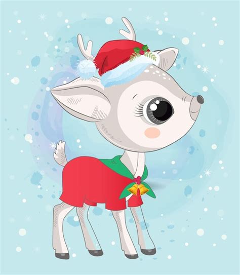 Vektor-Cartoon-Baby-Hirsch Frohe Weihnachten | Premium Vektor