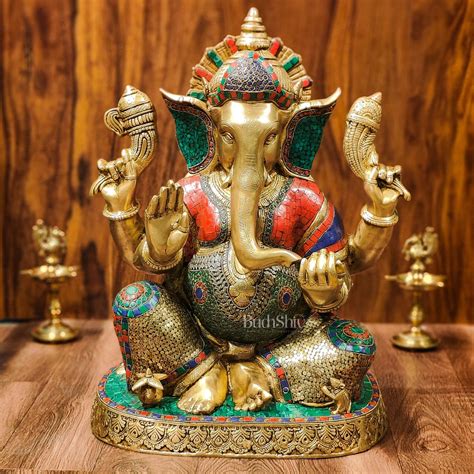 Buy Brass Lord Ganapathi Statue: Exquisite Divine Presence 22 ...
