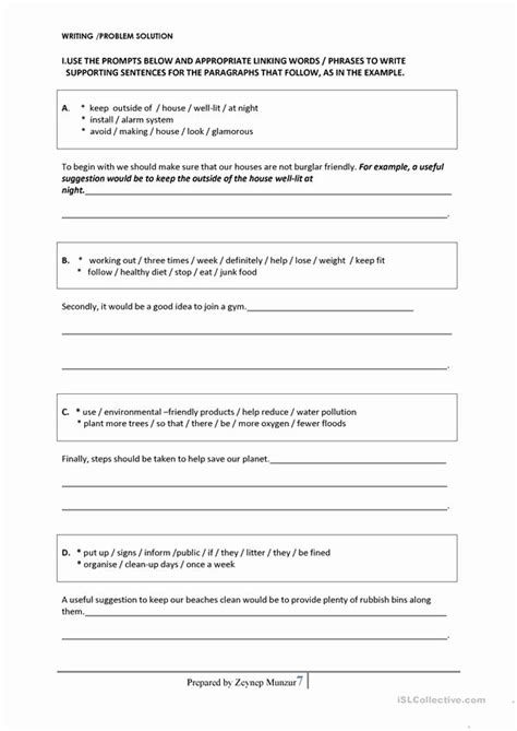 Image result for Problem Solution Writing Worksheet