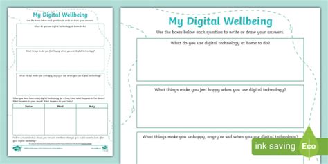 My Digital Wellbeing LKS2 Activity Sheet - PSHE resources