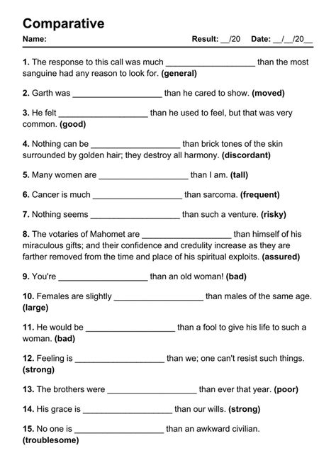 Compraretive Worksheet 的图像结果