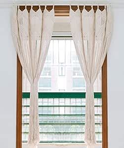 Decazone Cotton Solid Semi Sheer Macram Curtains for Doorways, Window ...