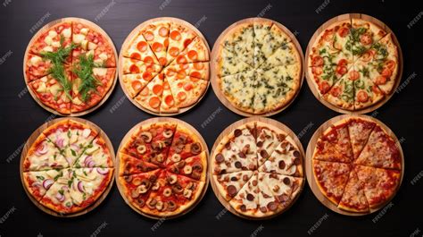 Premium Photo | Assortment of different types of pizza