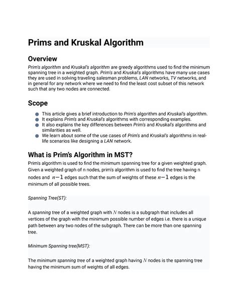 Prims and Kruskal Algorithm - Prims and Kruskal Algorithm Overview Prim ...