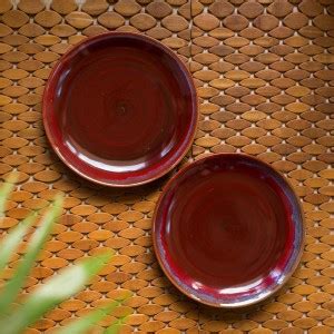 ExclusiveLane 'Crimson Frisbee' Hand Glazed Studio Pottery Ceramic ...