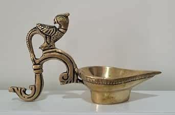 Buy Punyai Pure Peacock Diya Brass for Pooja, Aarti Diya with Handle ...