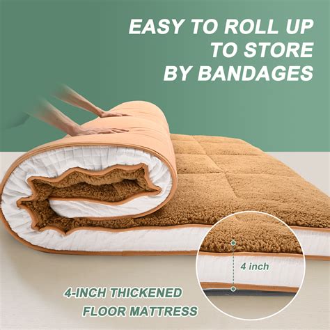 Alwyn Home Paoli Japanese Floor Mattress, 4" Thick Sherpa Fleece Futon ...