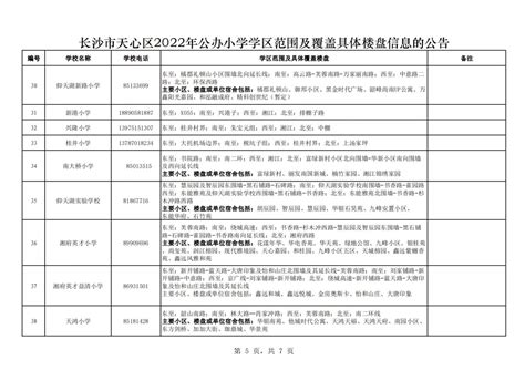 关于2022年天心区公办小学学区范围及覆盖具体楼盘信息的公告 - 通知公告 - 天心区政府门户网站