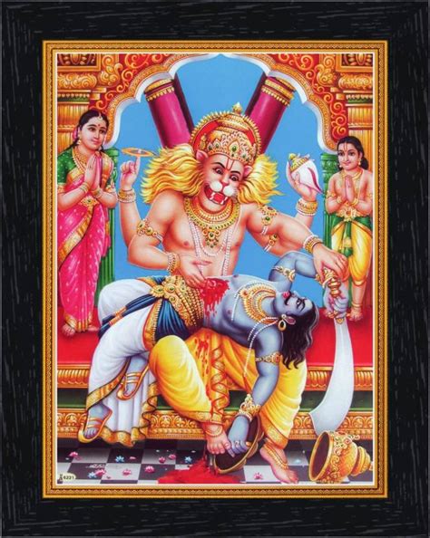 Lord Narasimha killing Hiranyakashyap - Nrusimha Paper Print ...