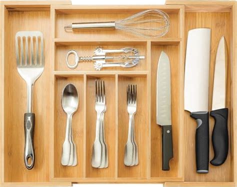 ABOUT SPACE Expandable Bamboo Drawer Organizer with Trays Dividers For ...