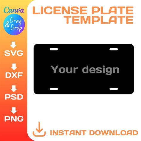 Car License Plate Blank Template, Svg, Png, Dxf, Cricut, Canva ...