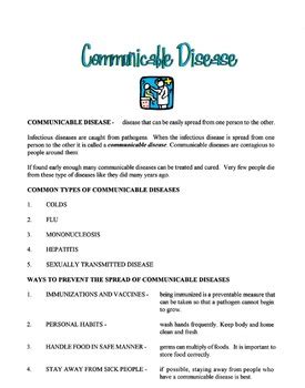 Image result for Free Science Lessons Communicable Diseases