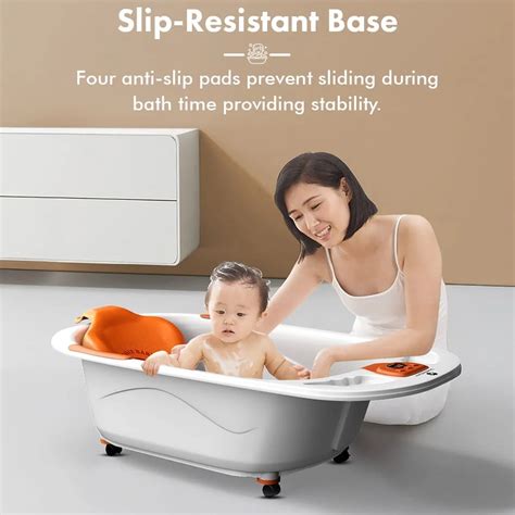 Bath Tub Seat for Baby with Temperature Sensor & Wheels