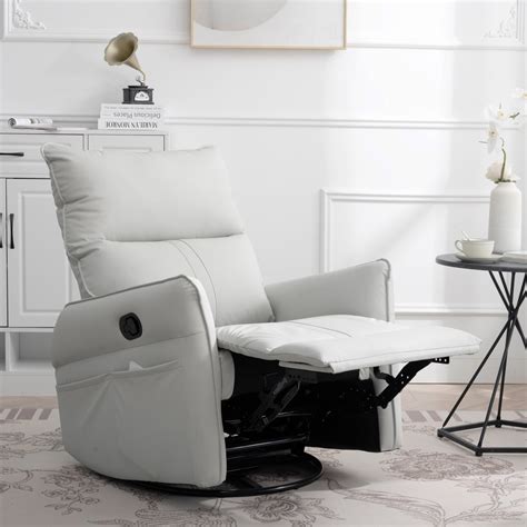 Modern Swivel Glider Recliner Chair with Side Pocket, 360° Rotation ...