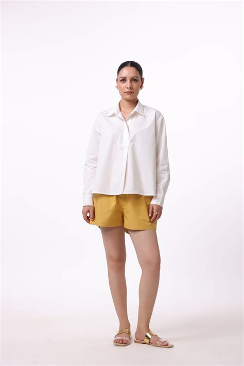 MUUN Women White Solid Cotton Top & Short Co-Ord Set
