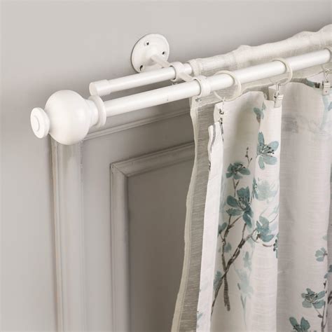 WHITE TYPHO FINIAL EXTENDABLE DOUBLE CURTAIN ROD WHITE 19MM (HARDWARE ...