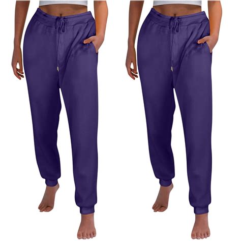 cfhntfmh Womens Sweatpants 2 Pack Fleece Lined Joggers Gym Workout ...