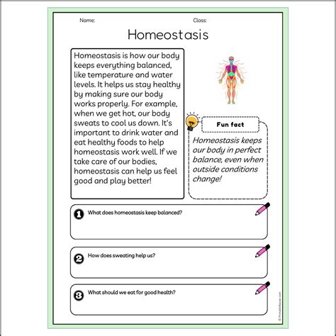 Homeostasis | Reading Passage Comprehension Questions Writing Facts Wo ...