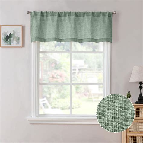 Amazon.com: Chyhomenyc Bennet Olive Green Valance for Windows, Faux Linen Slub Textured Semi ...