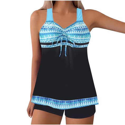 Alkepwun Women's Swimsuits Plus Size Two Piece Modest Tankini Bathing ...