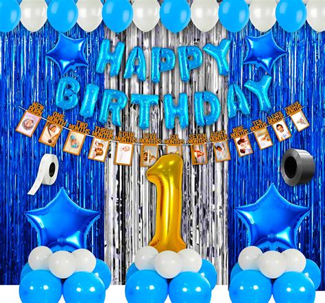 Party Propz 1st Birthday Boy Decoration Combo Set - 63Pcs for ...