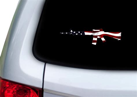 AR-15 Rifle Gun Decal Sticker Silhouette American Flag USA Patriotic ...