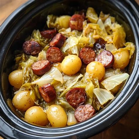 Crock Pot Cabbage with Sausage and Potatoes Easy Recipe