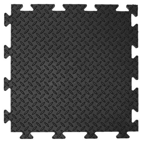 Black Vinyl Garage Flooring Tiles | Checkerlock, PVC, 495mm x 495mm x