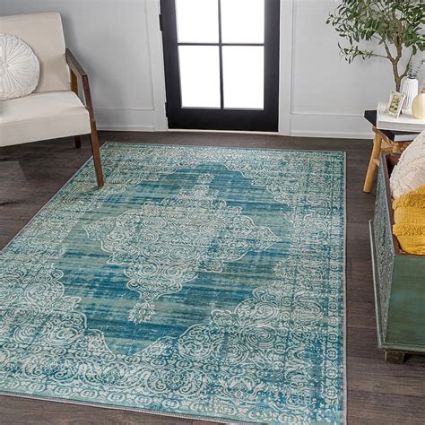 JONATHAN Y WASHABLE Regis Bohemian Medallion 8 X 10 (ft) Teal/Cream ...