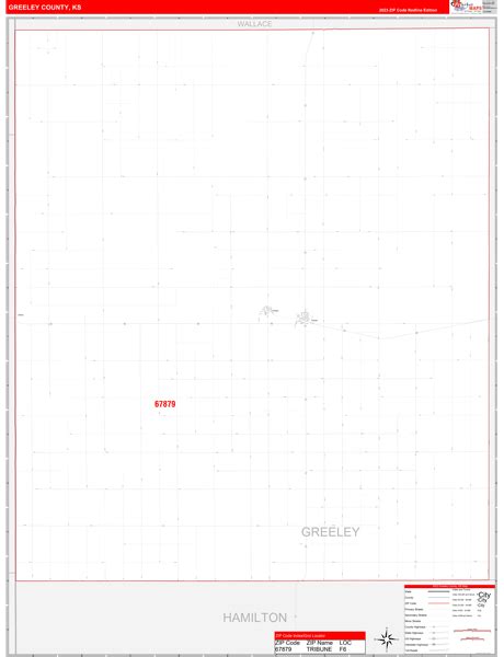 Greeley County, KS Zip Code Wall Map Red Line Style by MarketMAPS ...