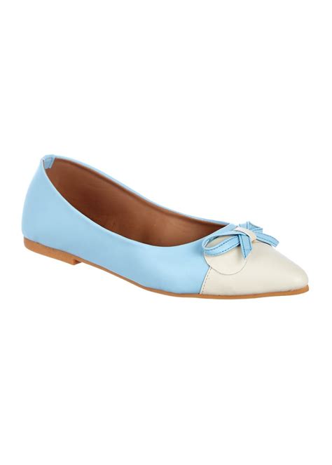 Get Front & Bow Detail Powder Blue Ballerinas at ₹ 499 | LBB Shop