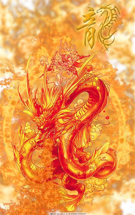 中国龙火焰高清壁纸创意图片_装饰图案_设计元素-图行天下素材网