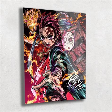 Quadro Metalizado Tanjiro Kamado Demon Slayer Fan art Placa Decorativa ...