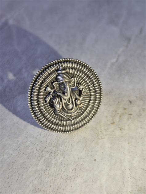 Blessings of Ganesha – Antique Finish Adjustable Brass Ring – Rangmala